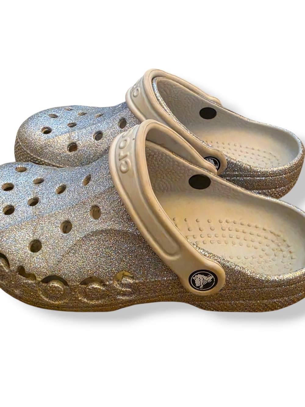 Crocs Classic Glitter Clog - Silver Unisex Men 4 Women 6 - Picture 2 of 11
